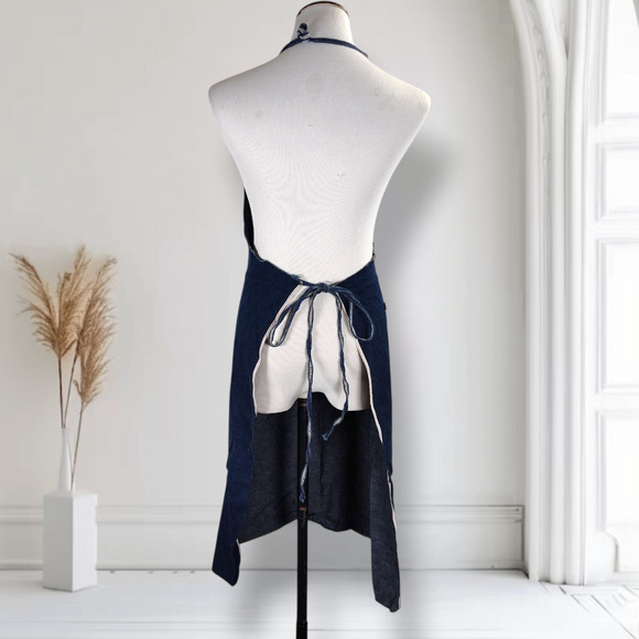 Selvedge Denim Work Apron Pinkline Redline Heritage Style Utility Kitchen - Picture 6 of 14